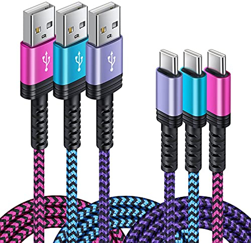 Cable de carga Kindle de repuesto para Amazon Kindle Colorsoft/Scribe/Paperwhite Signature Edition/11th 12th, paquete de 3 unidades de carga rápida Android de 6 pies para cable USB C a USA para nuevas
