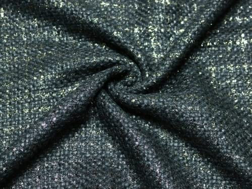 Minerva Crafts Kleiderstoff aus metallischem Bouclé-Tweed, Meterware, Schwarz
