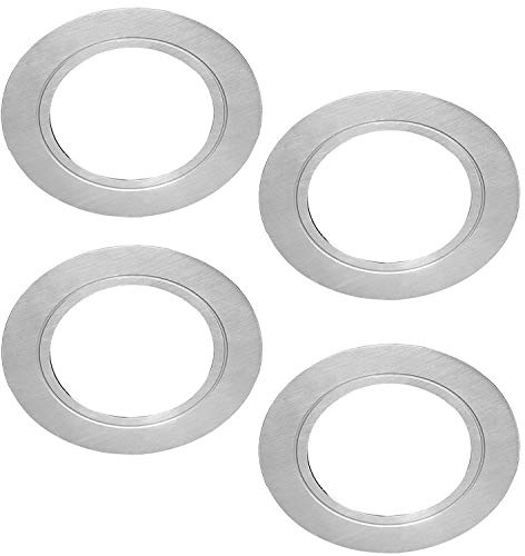 4 Pack | Bright 2.6W LED Under Cabinet Spot Lights & Driver Kit | Stainless Steel & Warm White | Recessed Flush Mounted Fitting | Kitchen Worktop Counter Cupboard Down Light | Modern Round Lighting