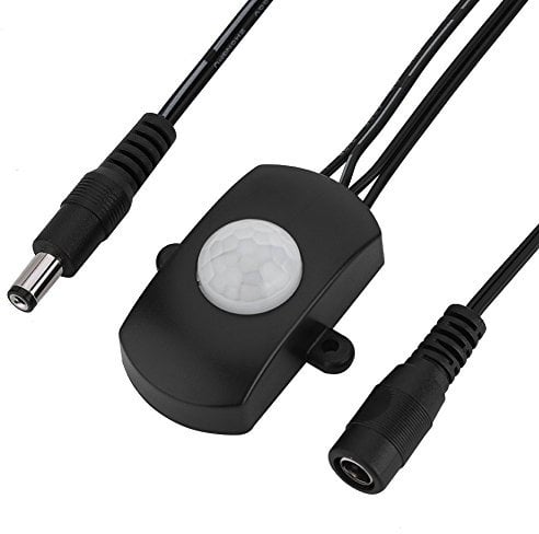 Richer-R Motion Sensor 5A DC 5-24V Mini PIR Infrared Motion Sensor Detector LED Strip Automatic with 120 Degree Cone Angle (Black)