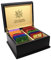 Indianteacompany ITC Luxury Wooden Black Tea Chest Caddy 4 Compartment Cream Velvet with 40 Twinings Individually Wrapped Tea Bags
