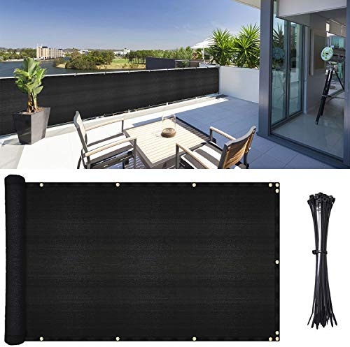 DearHouse Balkon-Sichtschutzabdeckung, 1,1 m x 5 m, Zaun-Windschutzscheibe für Veranda, Terrasse, Balkon, um Sonnenschutz, UV-beständig, wetterbeständig, inklusive 35 Stück Kabelbinder