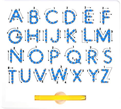 Magnetische Tafel mit Stift zum Zeichnen, Magnetische Großbuchstaben Diagrammtafel – Set für Pädagogische Alphabet, Schreiben, Lernen Vorschule Geschenk für Kind Jungen Mädchen