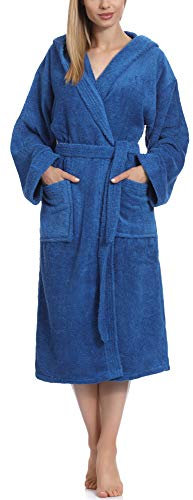 Ladeheid Damen Frottee Bademantel aus 100% Baumwolle LA40-193 (Kornblume-28 (Gramatur 400), M)