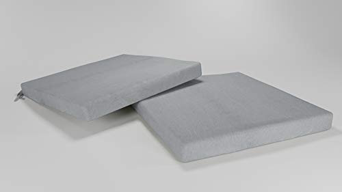 Rollmayer 2er Set Stuhlkissen wasserdicht und regenfest Stuhlauflage Sitzkissen Sitzpolster Auflage für Stühle in Haus und Garten Kollektion Velvet (Hellgrau 218, 40x40x4cm)