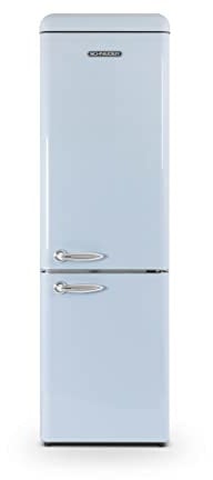 SCHNEIDER SCCB250VBL, Réfrigérateur combiné vintage, 249L (180+69), Froid statique, 4 clayettes verre, Pose libre, Pieds réglable, Bleu