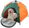 Galatée Haustierzelt im Freien Automatisch zusammenklappbarer Katzenhaus-Zwinger Regen- und Sonnenschutz Tragbarer Haustier-Zwinger Auto-Hundezelt Oxford Cloth Storage Bag(Grün + Orange) M