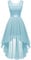 Berylove Vintage Robe de Cocktail Pin Up High Low en Dentelle Mousseline pour Mariage Soirée Bal Jupe Asymétrique sans Manche avec Ceinture 35 Light Blue M
