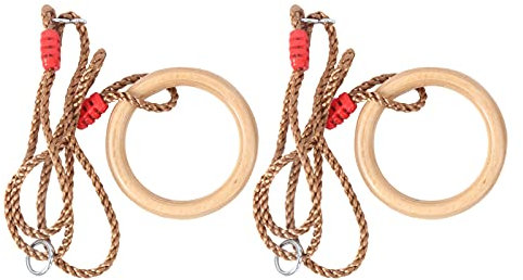Gymnastikringe,Turnringe Holz,Holzschaukel,Holzring mit Seil, 2 Stück/Set,Fitness Holz Gymnastik Schaukel Gymnastic Rings Fitness Ring für Crossfitting Ersatz für Holzschaukel
