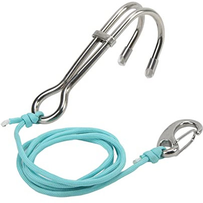 DEWIN Gancho Arrecife Buceo, Gancho Doble de Buceo con Línea Luminosa, Gancho De Buceo Inoxidable Accesorios de Seguridad Unisex para Adultos para De Buceo En Cuevas