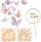 IOPYKKOA20 Stück Schmetterlinge kuchen deko,dreidimensional schmetterlinge deko torte Cupcake Topper tortendeko geburtstag mädchen geburtstagsfeier dekoration（Rosa & Lila）