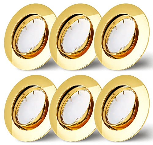 NCC-Licht 6er Set Einbaustrahler Gold Ø75mm Lochbohrung mit LED Modul 5 Watt 400 Lumen Warmweiß 2700K ultra flach 30mm schwenkbar
