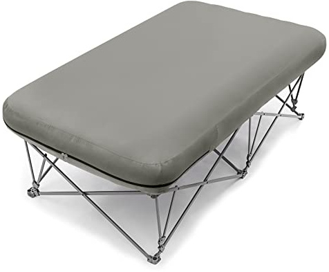 KAMPKEEPER 1-2 Person Camping Cot, Folding Camping Bed with Inflatable Air Mattress and Carry Bag for Outdoor Travel Camp, Not Included The Airpump (Grey, 1 People)
