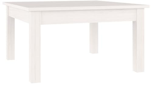 vidaXL Solid Pinewood Coffee Table - Modern, Minimalist Square Design, Stable Frame, Sturdy Tabletop, Easy Assembly - Suitable for Living room, Dining room, Bedroom - Color: White
