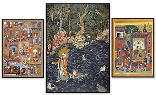3 Stück Traditionelle Persische Kunst, Prorok Von Mir Sayyid Ali, Indo-Persische Kunst, Kunstreproduktion, Arabisch, Wohnkultur, Iranische Kunst 30Cmx40Cmx3Pcs