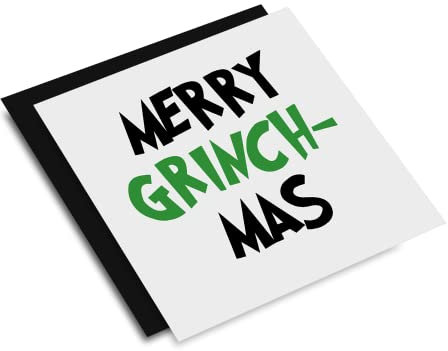 Merry Grinchmas Quadratische Karte – Neuheit Erwachsene Grinch Ba Humbug Scrooge Weihnachtsmann Weihnachten Festlich Weihnachten Personalisiert/Blanko Nachricht Weiße Karte Schwarzer Umschlag (Leere