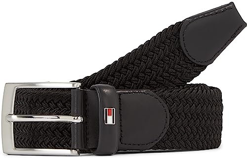 Tommy Hilfiger Herren Gürtel New Adan Belt 3,5 cm Stoffgürtel, Schwarz (Black), 80 cm