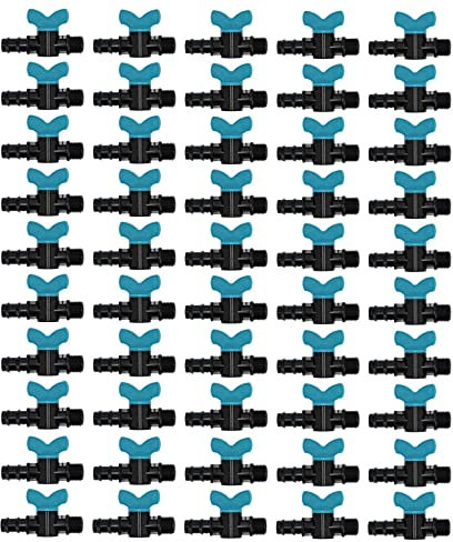 50 Pezzi Valvola di Commutazione di Irrigazione,16mm Filettatura Maschio da 3/4 di Pollice Valvole a Saracinescain Plastica Connettori per Tubi Micro da Giardino Valvola Spinata per Tubo