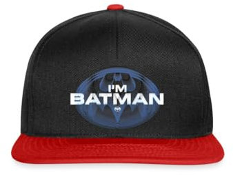 Spreadshirt The Flash I'm Batman Blaues Logo Snapback Cap, One Size, Schwarz/Rot