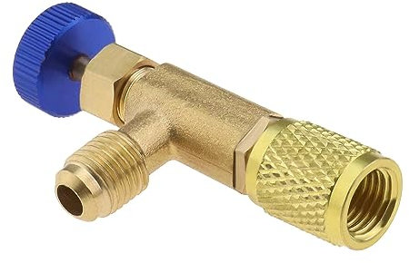 VGOL R22 Kältemittel-Ladeventil, 1/4-Zoll-Stecker auf 1/4-Zoll-Klimaanlagen-Sicherheitsventil, Messing Durchflussregelventil Durchflussregelung Klimaanlage