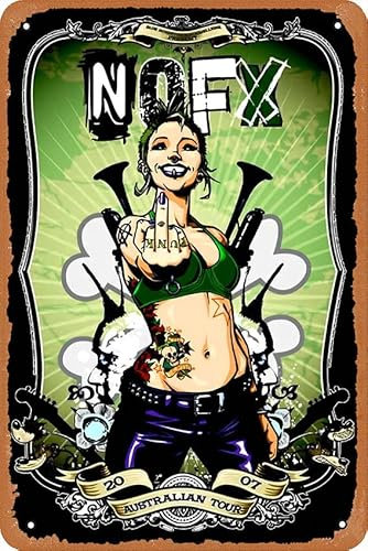 Oedrtqi NOFX – Australian Tour 2007 Poster Metall Blechschilder Home Bar Man Cave Vintage Wanddekoration lustige Geschenke 30,5 x 20,3 cm