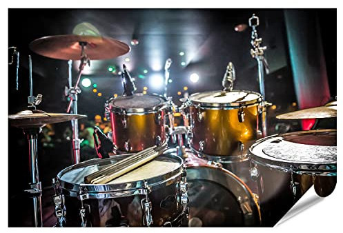 islandburner Prime Poster Fotodruck Schlagzeug Drums Set Bühne Premium Bild auf Foto Papier 90x60cm