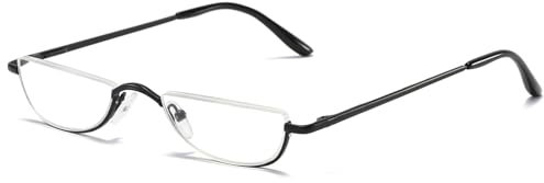 ABETOS Halbrand Lesebrille Herren Damen Metall Halbmond Halbrahmen Sehhilfe Flexibel Federscharnier Lesebrillen Computer Lesebrille Leicht Komfortable Lesehilfe Brille mit Stärke(Schwarz, 1.5)