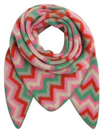 FASHION YOU WANT XXL Schal flauschig schal-tuch damen dicker dreieckstuch groß Wolle Azteken BUNT Farben kuschelig (grün/rosa)