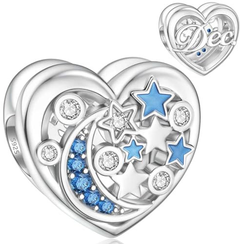 Dezember Charms für Pandora Geburtsstein Charm „XMAS“ aus 925er Mond Stern