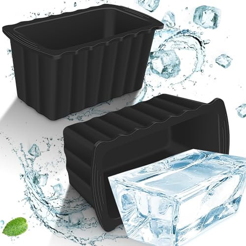 2Stück Große Eisblockformen, 5,4kg Eiswürfel Extra Dicke Silikon Eiswürfelschalen Eiswürfelform Wiederverwendbare für Eisbad Tonne Badewanne Eisbadewanne Kalte Tauchbecken Kühler Ice Bath tub-Schwarz