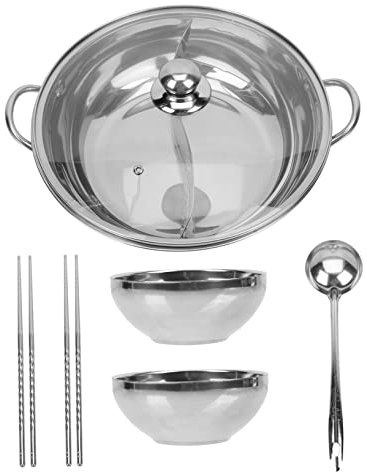 Cabilock Elegante Set di Pentole Calde A Doppio Sapore con Divisore in Acciaio Inossidabile Robusto E Facile da Usare
