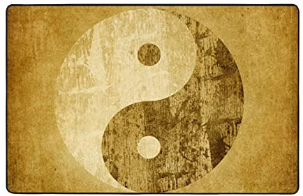 AUBKFELD Moderner Teppich mit Yin-Yang-Symbol, 150 x 100 cm, Flanell, rutschfest, für Schlafzimmer, Wohnzimmer, J562C2472