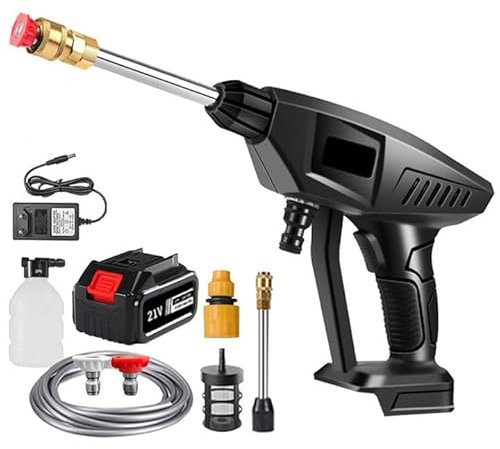 30.000 mAh kabelloser Hochdruckreiniger, elektrische Wasserpistole, 10 l/min, Hochdruck-Wasserpistole, 60 bar, Sprühpistole für Autowäsche, Schlauch 5 m, Akku, Ladegerät