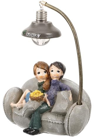 WOONEKY Cartoon Nachtlicht Tischlampe Harz Handwerk Lampe Desktop Lampe Desktop Licht Cartoon Figur Lampe Tischlampe Cartoon Paar Lampe Desktop Ornament Dekoratives Licht