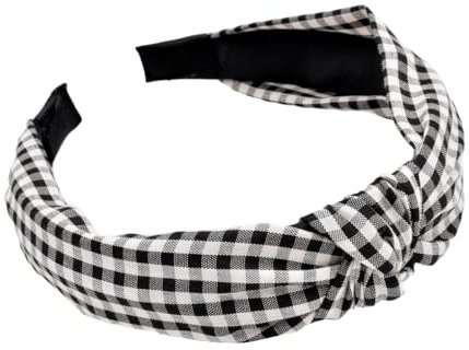 budiniao Haarschmuck Classic Face Washing Supplies Geknotetes Stirnband Fashion Korean Elegant Sweet Plaid Hairband, Schwarz