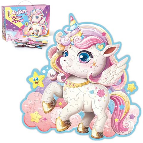 Jigsaw Puzzles for 3 Year Olds 54 Piece Unicorn Puzzle Giant Floor Puzzle for Kids Large Toddler Puzzles for 3 4 5 Year Old Girl Gifts Unicorn Toys for Boys Girls