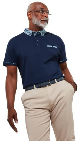Joe Browns Men's Fashion Paisley Print Contrast Collar Short Sleeve Polo Top, Blue, Regular Fit, M