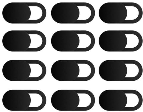 12Pack Laptop Webcam Cover Slider for Privacy,Ultra Thin Design Web Camera Cover Slide Slider Camera Sticker Laptop Webcam, Computer Durable Metal 0.7 mm Ultra-Thin Laptop Camera Cover Slider-Black