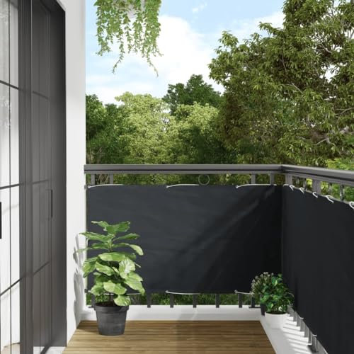 Homgoday Brise-Vue Balcon Anthracite en Tissu PVC 300x75cm, Résistant aux Intempéries