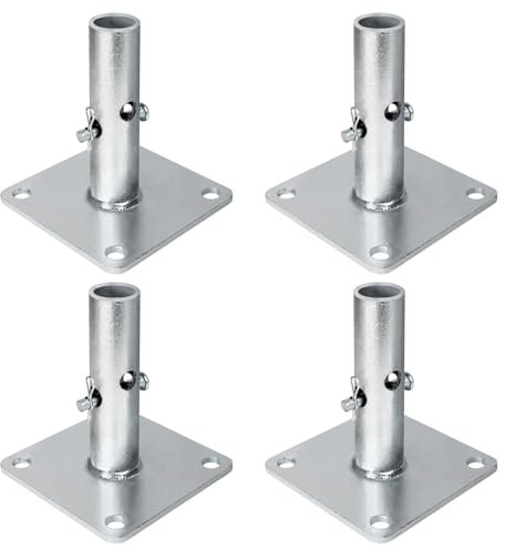 4 PCS Galvanized Scaffold Base Plates, Top Welded Base Plate 4.75 x 4.75 x 1-5/16 OD, Sturdy Scaffolding Parts for Construction