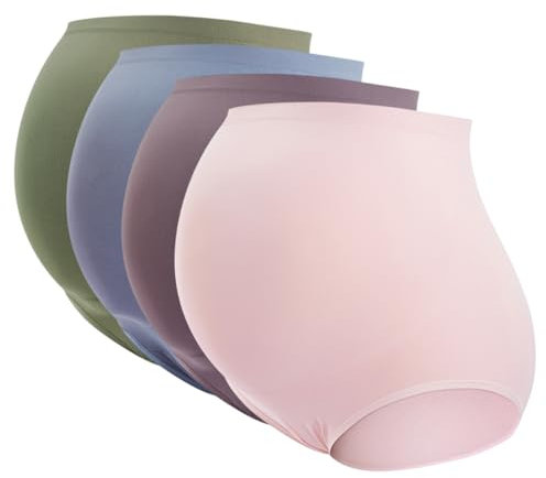 ACMEDE 4Pcs Culotte Maternité de Grossesse Taille Haute, Enceintes de sous-vêtements Femme sans Couture, sous-vêtements de Maternité Contrôle Ventre, Culotte de Grossesse Coton sans Couture
