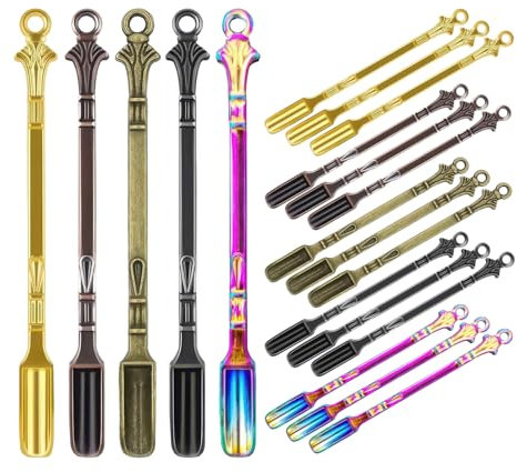 Lot de 20 mini cuillères en métal rétro pour épices 4 couleurs, porte-clés, petite cuillère fine pour cuisine, café, dessert