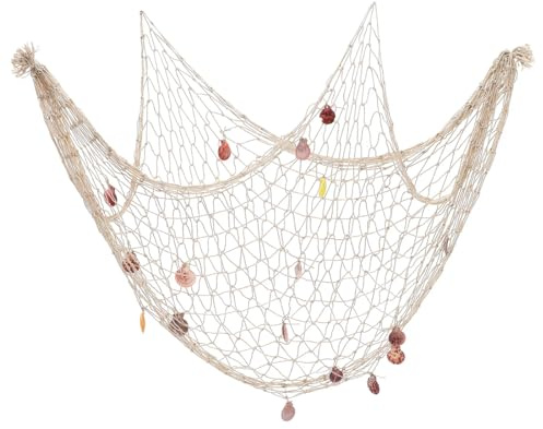 Capaneus 100x200cm Beige Fischernetz mit Muscheln,Netz mit Muscheln zum Aufhängen Fischnetz Deko,Maritime Deko,Netze Hintergrund Wand Deko für Karneval,Hochzeit,Party,Fotografie,Bühne