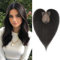 Benehair Echthaar Hair Topper für Frauen, 100% Echtes Haar Clip in Topper, 21g Echthaar Topper Seitlicher Pony, Menschliches Haar Topper Spitze Basis, Natürlich Schwarz für Frauen mit Haarausfall #1B