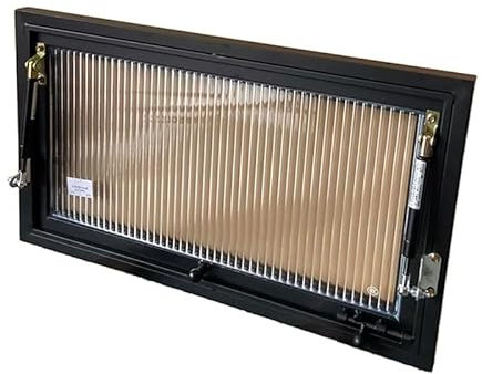 Finestre pieghevoli in metallo per soffitta, cucina, finestra rettangolare con montaggio a filo in vetro temperato e aste di supporto, 70 x 50 cm