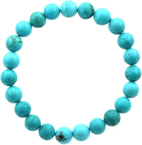 Gemstone Bracelet for Unisex - Stretch Beaded Bracelet - Healing Stone Jewelry - Lucky Charm Bracelet - Yoga Meditation Bracelet - precious stone bracelet Gift - 8mm (Green Turquoise)