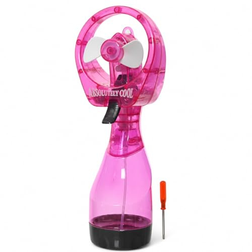 MIJOMA Sprühflasche mit Ventilator – tragbarer Sprühventilator, batteriebetrieben, Abkühlung für unterwegs, ideal für heiße Tage, erfrischendes Spray & kühler Luftstrom, leicht & handlich (Pink)