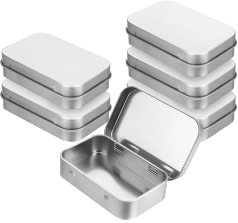 Qiuruoo 6 Stück Rechteckige Kleine Blechdose Metall，Metalldosen mit Deckel，Metal Tin Box für Süßigkeiten, Kekse, Tee, Ohrringe(Silber)