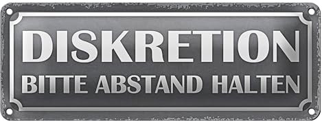 Diskretion | Bitte Abstand Halten | Metallschild | 10 x 27cm