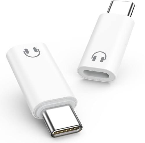 MoKo Adattatore da Lightning a USB C per Cuffie, Adattatore audio da Lightning a USB C per iPhone 16e/iPhone 16/15 Pro Max Plus, non Ricarica/Trasferimento dati/Microfono/Altoparlanti